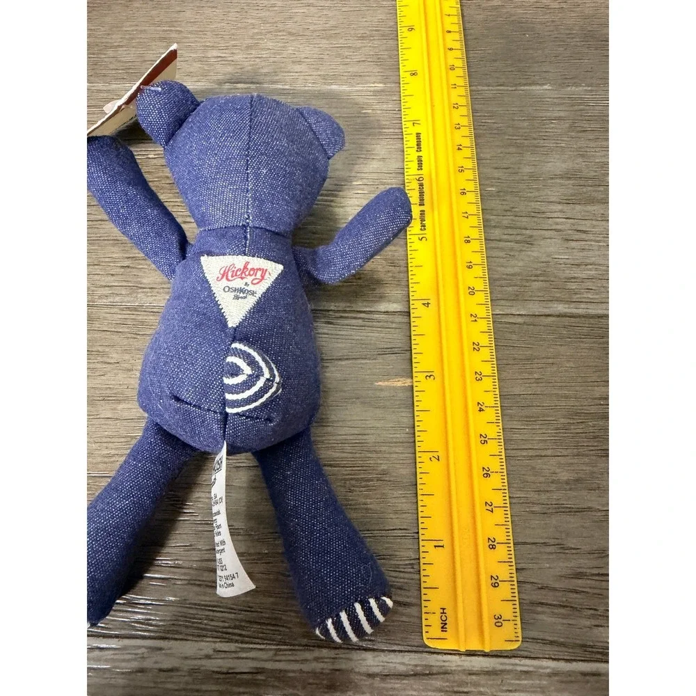 VTG‎ 90's OshKosh Bgosh Hickory Denim Teddy Bear Plush Indigo Blue Striped Small